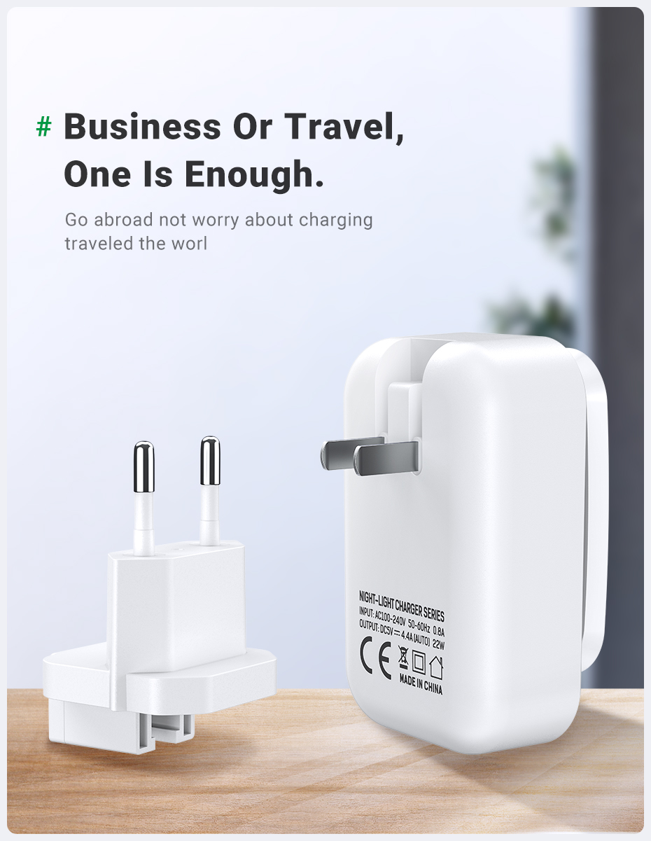 4-Port Travel USB Charger with LED