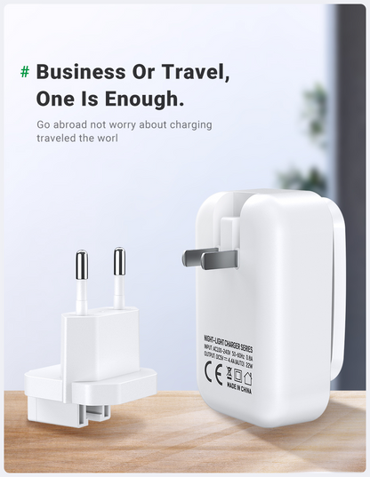 4-Port Travel USB Charger with LED